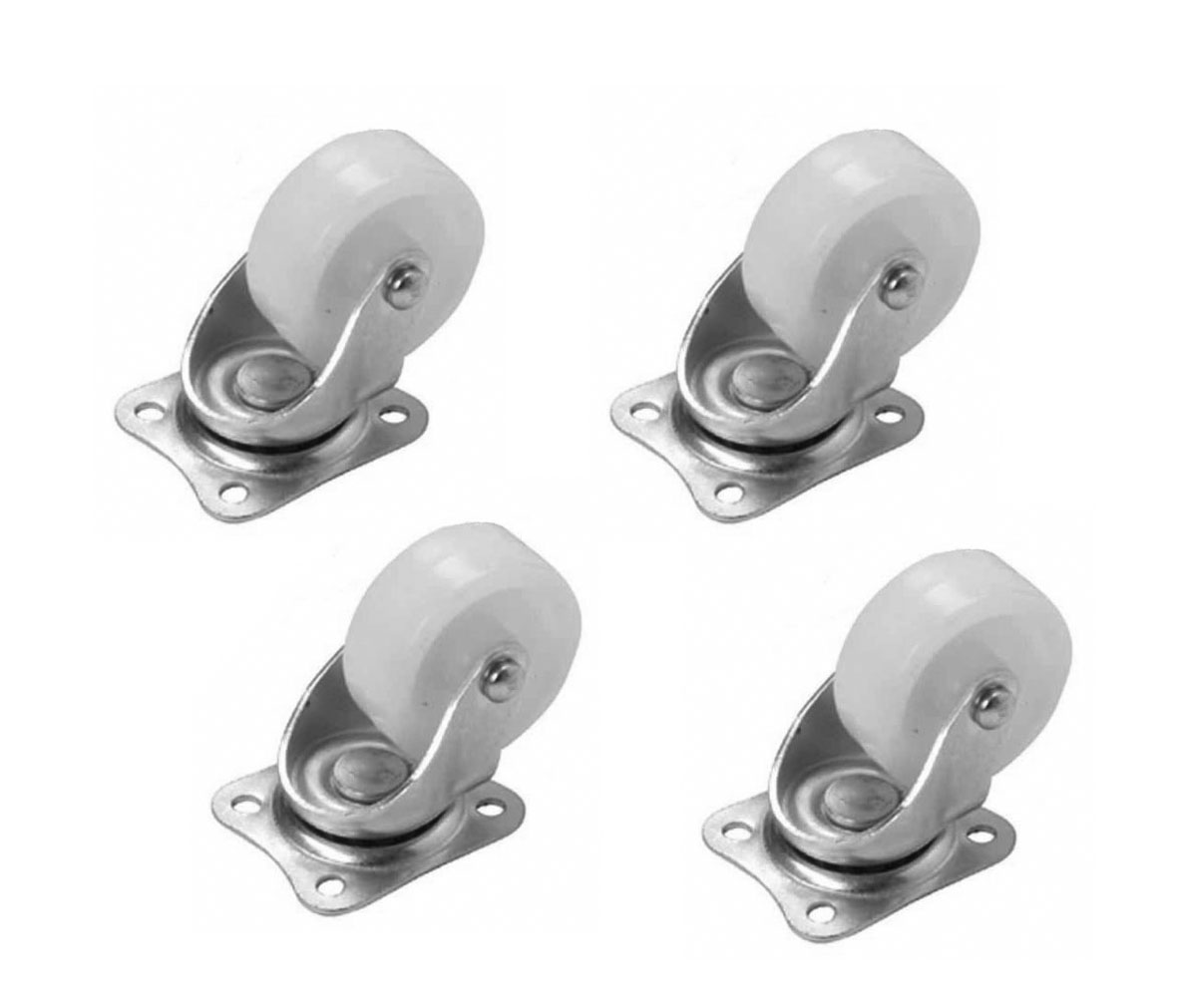 4x zwenkwiel nylon 40 mm wit
