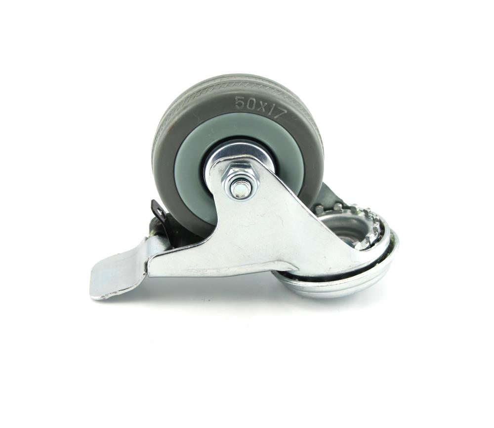 Zwenkwiel met rem grijs 50 mm