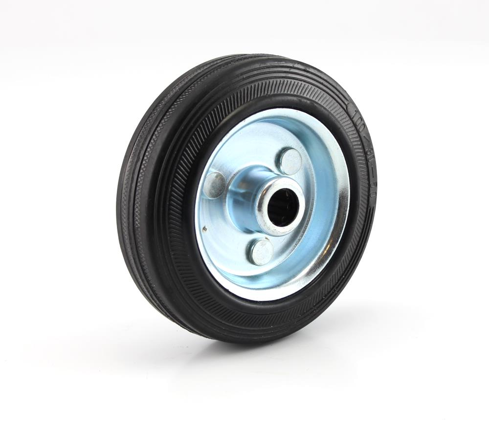 Volrubber wiel metaal 100 mm